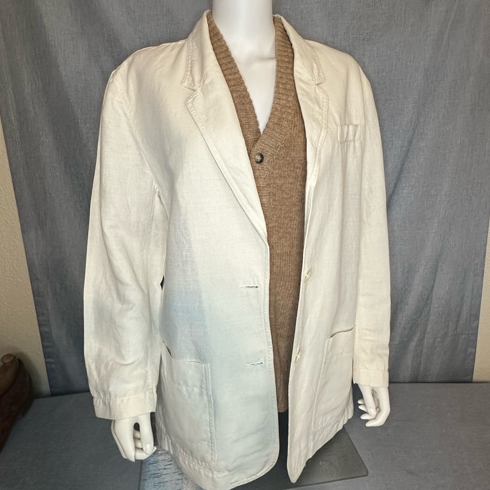 VTG Liz Sport Linen cotton Blazer Medium Beige 90s